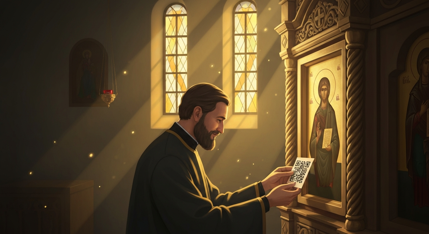 Храм устанавливает QR у иконы